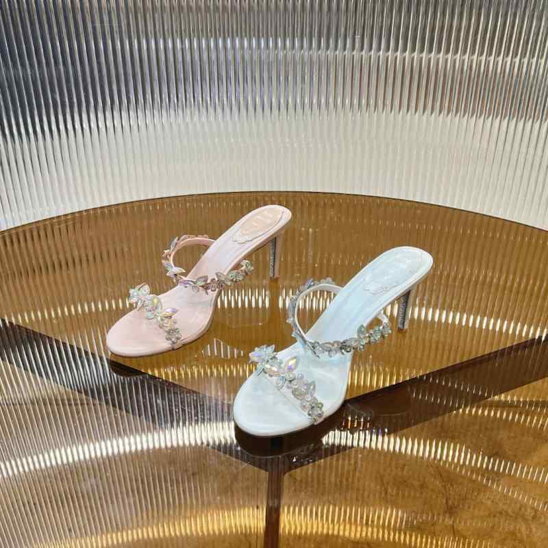 サンダル レディース ハイヒール 水晶 おしゃれ かわいい 花柄 蝶 バタフライ ラインストーン付き 革 ピンヒール 歩きやすい 滑り止め ラウンドトゥ 白 ホワイト ピンク系 春夏