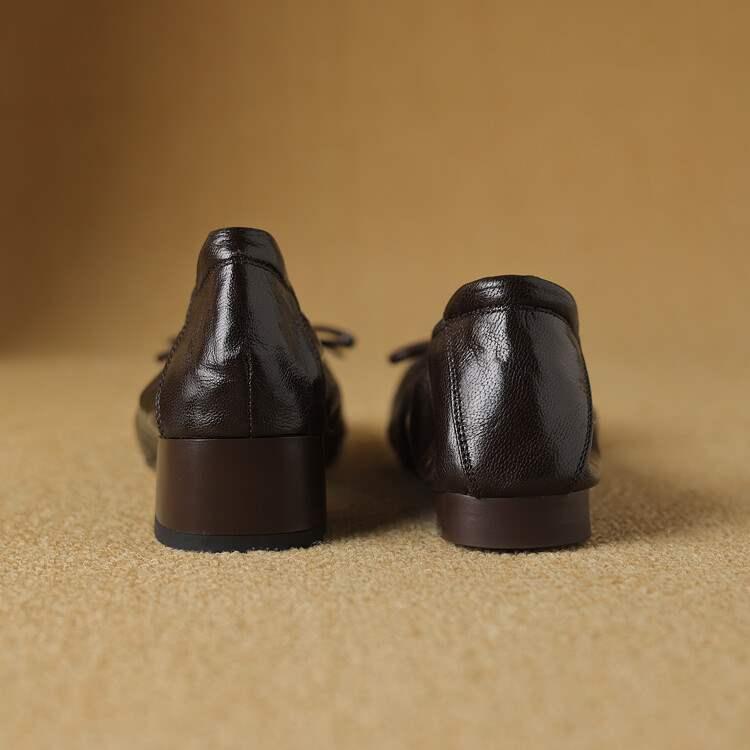 パンプス レディース 真皮 フラット ローヒール チャンキーヒール スリッポン 2way 革 春夏 ブラック ブラウン ベージュ 34 35 36 37 38 39