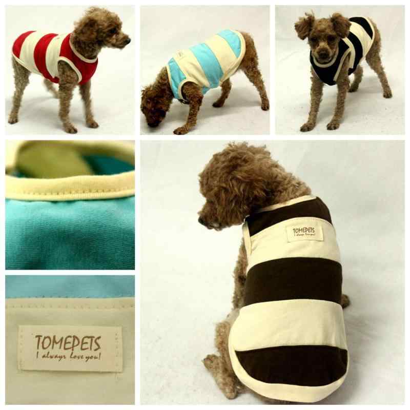 Tシャツ 犬用 ペット服 犬服 コットン ノースリーブ 大型犬 4色 ブルー ブラック コーヒー レッド S M ..