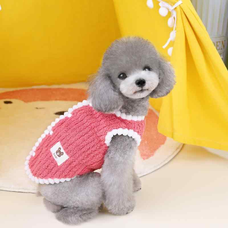 ペット服 犬 猫 秋冬 小型犬 テディ 背心 チョッキ 普段使い ポリエステル かわいい コーヒー色 イエロ..