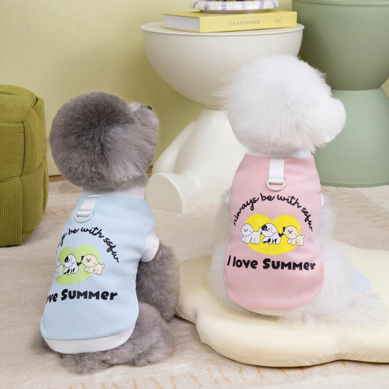 ペット服 春夏 犬用 猫用 タンクトップ 小型犬 中型犬 ポリエステル かわいい Tシャツ パステルカラー ..
