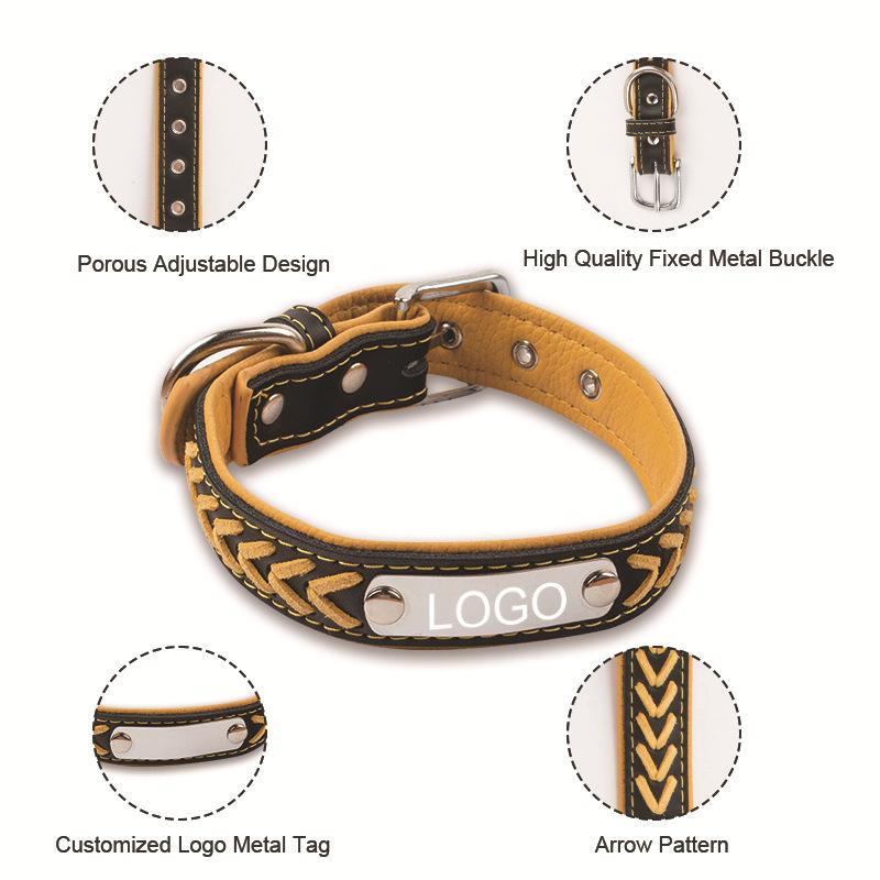 楽天YKsakai首輪 ペット用 猫 小型犬 革製 ストライプ 黄色 ブラウン XS S M L XL 通年 カジュアル（x100）
