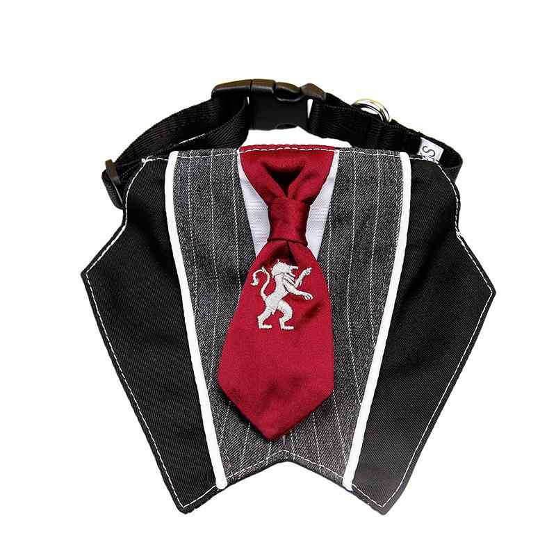 ペット バンダナ 犬 猫 首輪 ペット用 タキシード風 よだれかけ スタイ 刺繍 ブラック 無地 ポリエステル ハロウィン クリスマス 結婚式 誕生日 各種イベント 写真撮影(x2)