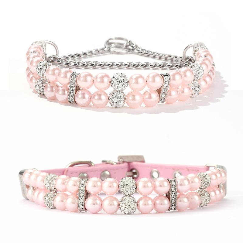 犬 猫 首輪 リード 小型犬 中型犬 ネックレス チョーカー 人工皮革 花柄 ピンク ホワイト かわいい ペット用品