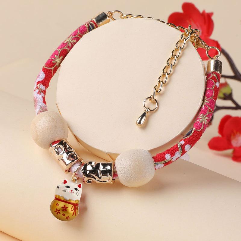 首輪 レディース かわいい 猫用 犬用 鈴付き ストライプ 調整可能 コットン 赤 青 ピンク 小型犬 中型..