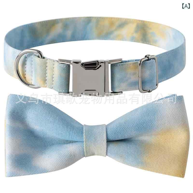 犬用首輪 ペット用首輪 グラデーションカラー コットン 亜鉛合金 豪華感 ワンタッチバックル 染め S L ..