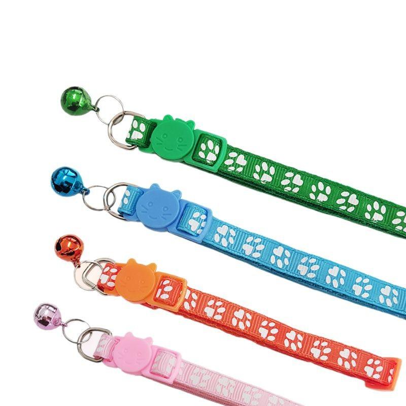 首輪 猫 レディース 小型犬用 編み込み 鈴付き チョーカー かわいい 猫爪柄 ペット用品 ピンク オレン..