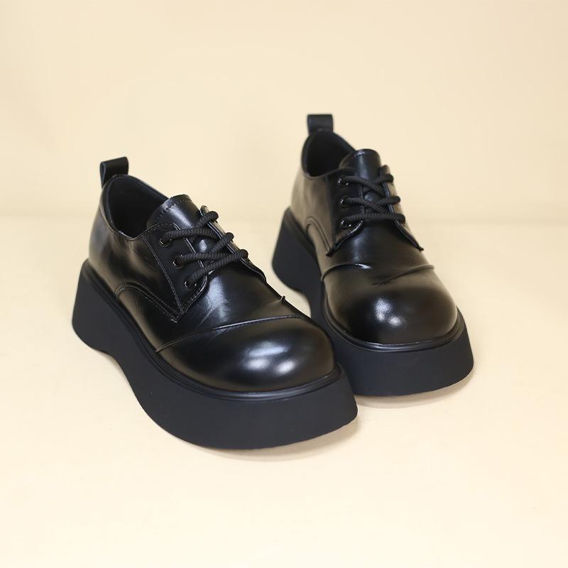 ローファー レディース 厚底 シューズ レースアップ チャンキーヒール мягкий 纖 婦人靴 ラウンドトゥ 黒 ブラック かわいい ガーリー デイリー 春秋冬