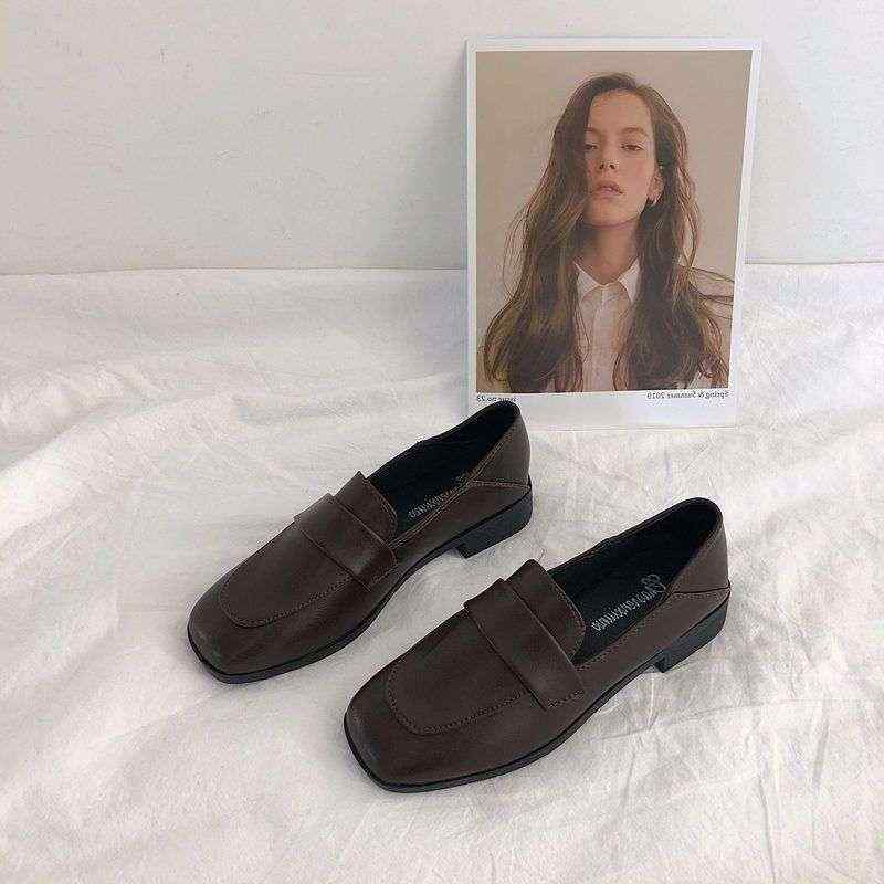 靴 レディース ローファー パンプス 太ヒール スクエアトゥ 防水 厚底 合皮 ブラック ブラウン 大きいサイズ 秋