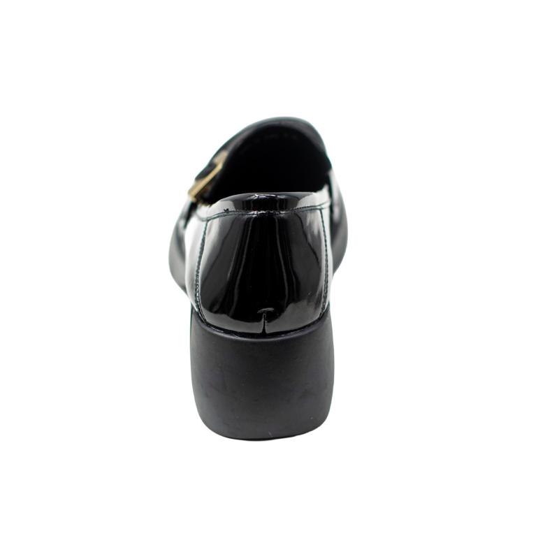 ローファー レディース 革 厚底 通勤靴 スクエアトゥ 太ヒール スリッポン カジュアルシューズ ブラック 牛革 春夏 秋冬(x10)