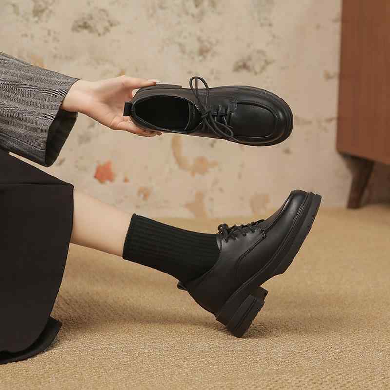 パンプス レディース ローヒール ラウンドトゥ 太めヒール 身長アップ ブラック 合皮 フェイクレザー 春夏 韓国 カジュアル 普段使い デート