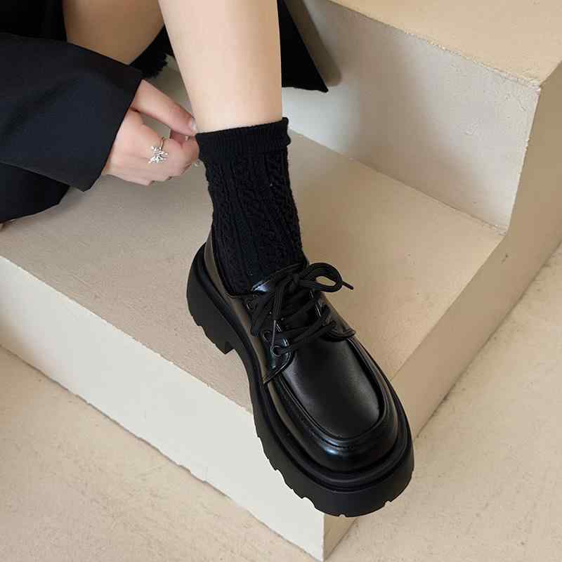 ローファー レディース 厚底 ラウンドトゥ 防水 PUレザー 春夏 秋冬 黒 jk オックスフォードシューズ 婦人靴 シューズ