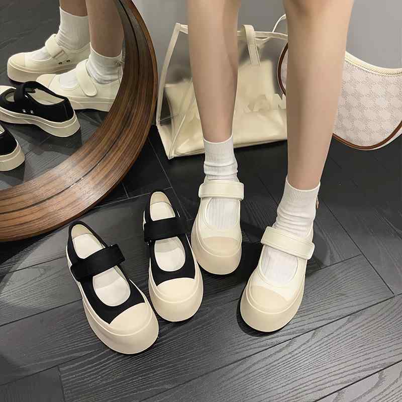 靴 レディース メリージェーンシューズ 厚底 ローファー ラウンドトゥ キャンバスシューズ 牛革 防水 美脚 歩きやすい 履きやすい 春夏 カジュアル 日常使い