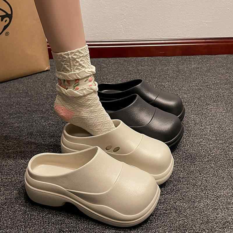 サンダル レディース 厚底 スリッパ 韓国 EVA ぺたんこ ローファー シューズ 防水 ラウンドトゥ カジュアル スタイル 春夏秋冬(x2)