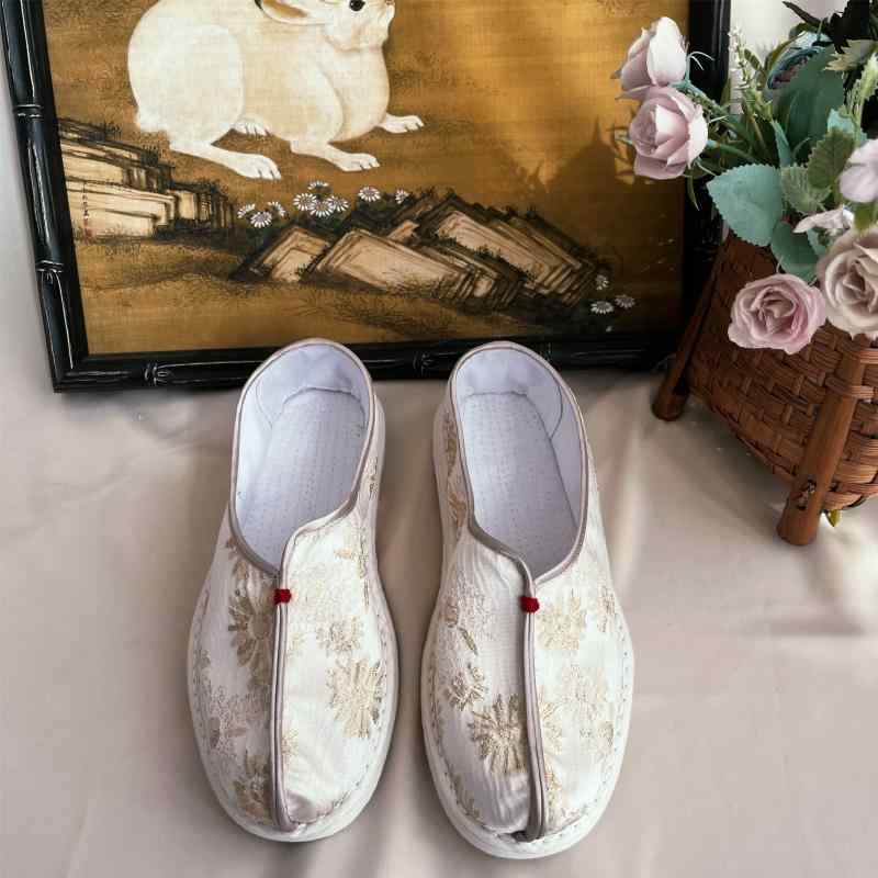 布靴 レディース スリッポン ローヒール ぺたんこ靴 浅口 モカシンシューズ 柔らかい 綿布 春夏秋 カジュアル 普段使い ベージュ(x2)