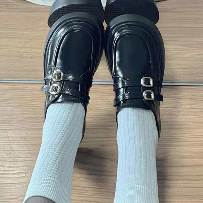 靴 レディース マリージェーンシューズ 厚底 ローファー フラット ぺたんこ 帆布 キャンバス レザー風 フェイクレザー ブラック 黒 ホワイト 白 アイボリー 春夏 秋冬