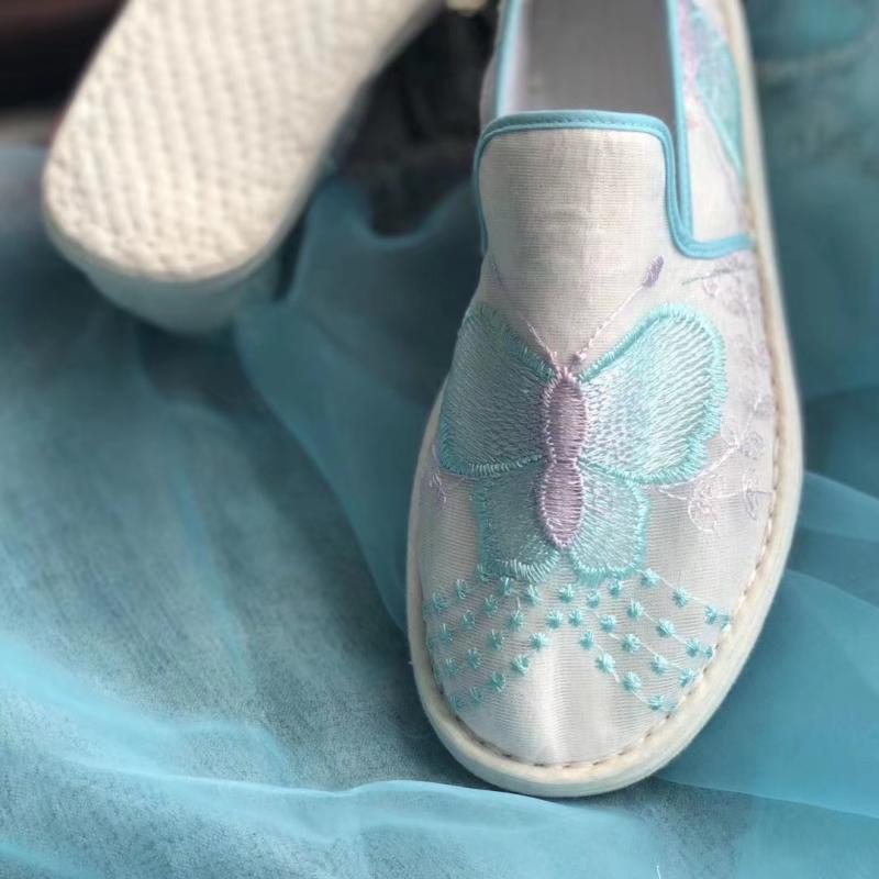 布靴 レディース スリッポン ローカット ぺたんこ靴 柔らかい 綿布 春夏秋 カジュアル 普段使い 白 通気性良い(x2)