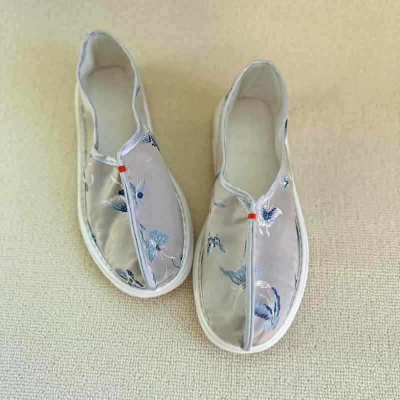 布靴 レディース 手工編み 虎头 シューズ スリッポン ローカット 刺繍 布靴 千層底 フラットヒール ラウンドトゥ カジュアル 歩きやすい 婦人靴 レトロ 通気性 快適 コットン 春夏秋冬 普段使い(x2)