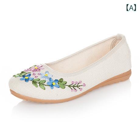 布靴 レディース ぺたんこ靴 スリッポン 柔らかい 靴底 歩きやすい 滑り止め 通気性 キャンバス スニーカー ローカット フラット 花柄 ラウンドトゥ カジュアル 春夏 秋