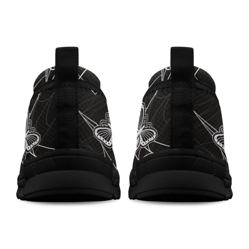 レディース 布靴 スリッポン ラウンドトゥ 黒底 蝶柄 プリント ぺたんこ靴 通気性 メッシュ 軽量 婦人靴 女性用 カジュアル 春夏 秋冬