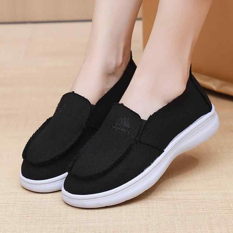 布靴 レディース カジュアル布靴 スリッポン ぺたんこ靴 帆布 ローカット スニーカー 通気性 春秋 黒 赤 オレンジ系