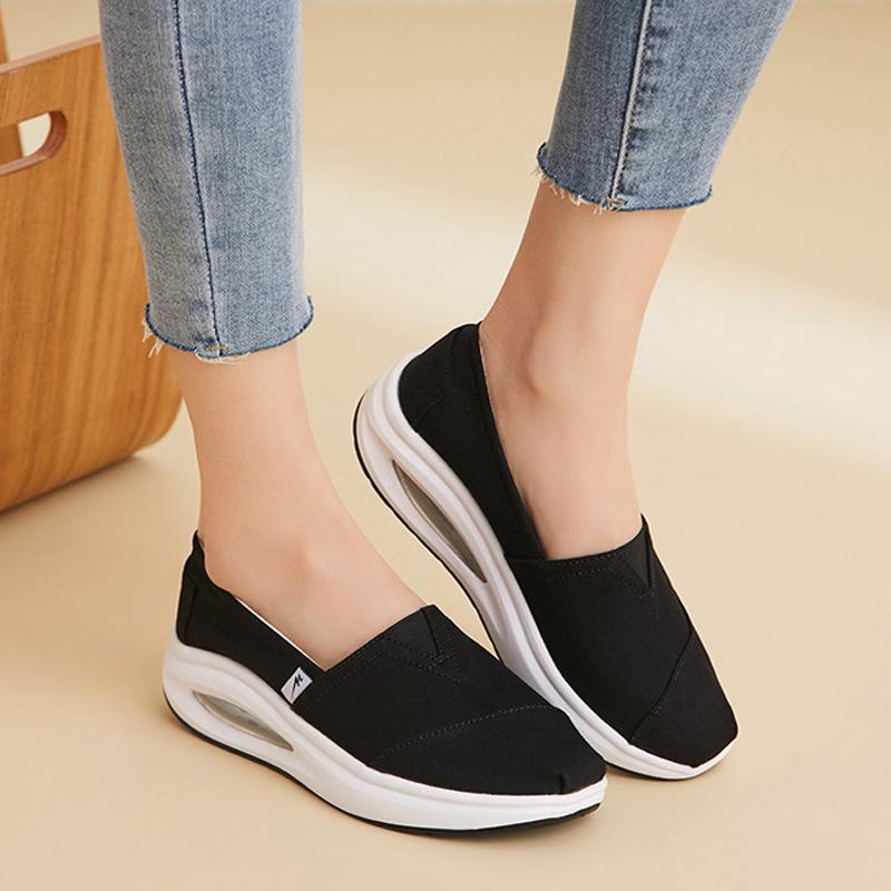 靴 レディース 帆布 シューズ 厚底 スリッポン スニーカー ローカット 婦人靴 ぺたんこ靴 カジュアル 履きやすい 歩きやすい 疲れにくい 通気性 滑り止め 春夏 秋冬 旅行 普段使い 黒 ブラック 紺 ネイビー 赤 レッド グレー ベージュ(x2)