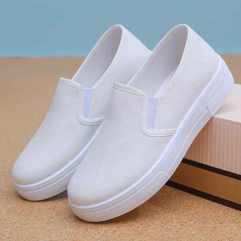 布靴 レディース 婦人靴 フラット ローヒール スリッポン ナースシューズ ぺたんこ靴 普段使い 仕事履き 白 黒