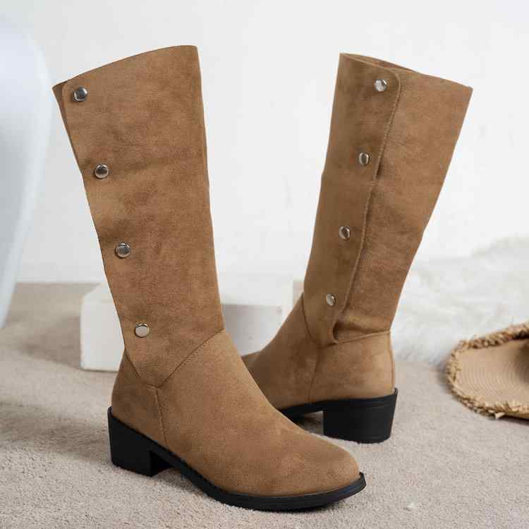 ブーツ レディース ブーツ ロングブーツ ストレッチ スムース スエード調 ローヒール ラウンドトゥ 履きやすい 歩きやすい 滑り止め 秋冬 ブラック ブラウン カーキ