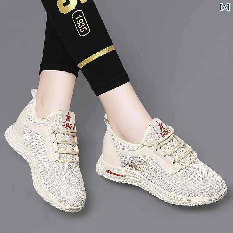 スニーカー レディース 通気性 快適 運動靴 カジュアル ローカット メッシュ 春夏 黒 ブラック 茶色 ブ..