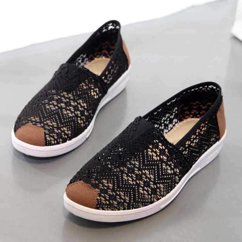 布靴 レディース スリッポン ぺたんこ靴 メッシュ ローカット ラウンドトゥ フラットヒール 婦人靴 通..