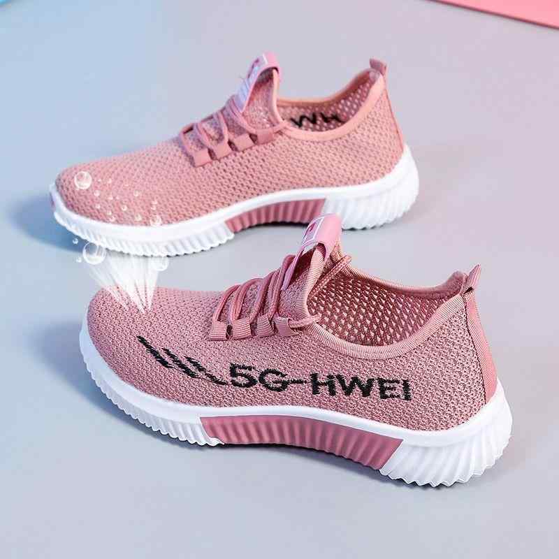 スニーカー レディース メッシュ 通気性 防滑 運動靴 カジュアル ローカット 白 黒 ピンク系 軽量 普段..