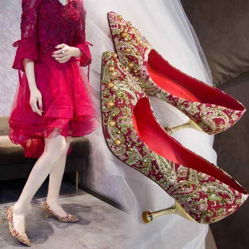 パンプス レディース 春夏秋冬 ポインテッドトゥ ハイヒール 太ヒール 結婚式 パーティー ウエディング..