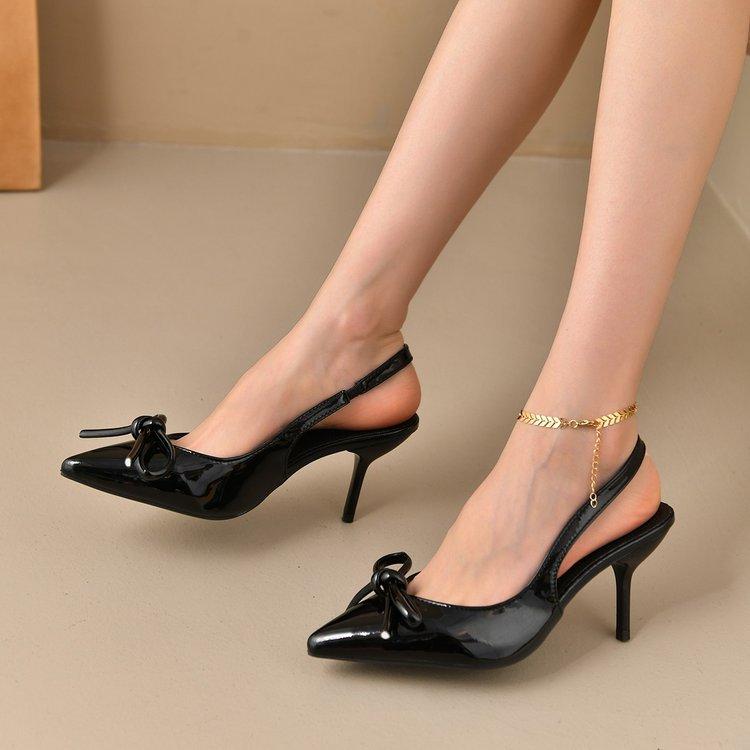 サンダル レディース ハイヒール ポインテッドトゥ バックストラップ レッド ブラック 人工皮革 6cm 7cm 8cm 細ヒール 通勤 きれいめ かわいい 赤 黒