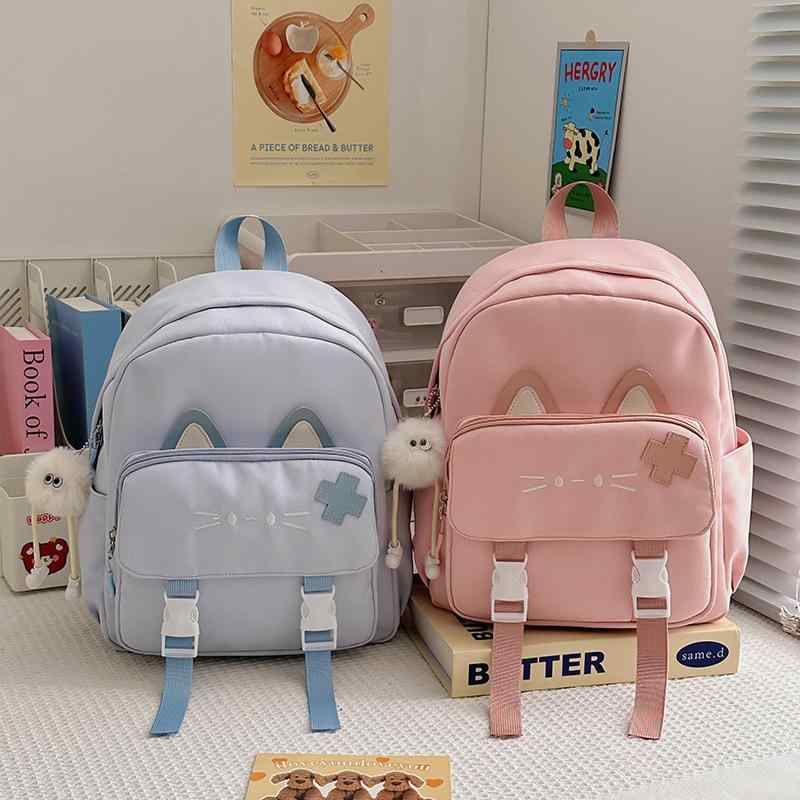 リュックサック キッズ 子供 幼稚園 保育園 猫 かわいい 男の子 女の子 旅行 通園 通学 遠足 軽量 撥水 大容量 ブルー ピンク 白 黒 黄..