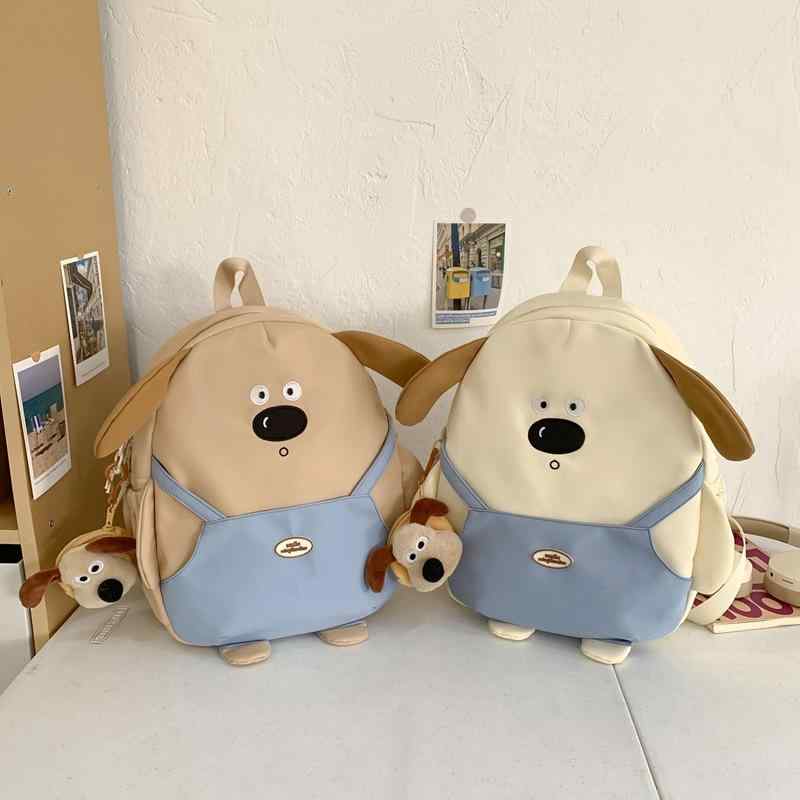 リュックサック レディース キッズ かわいい 犬柄 キャンバス 幼稚園 小学校 春お出かけ 通学