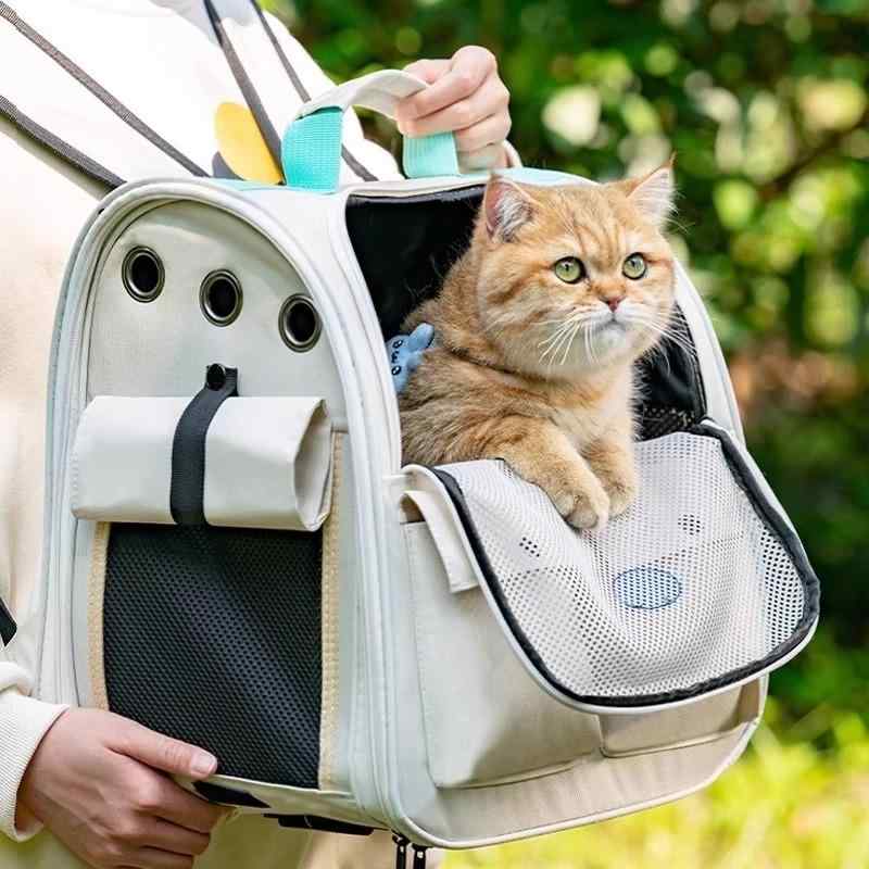 ペットバッグ 猫用 キャリーバッグ リュックサック型 猫 小型犬用 大容量 通気性 蒸れにくい 防災 避難..