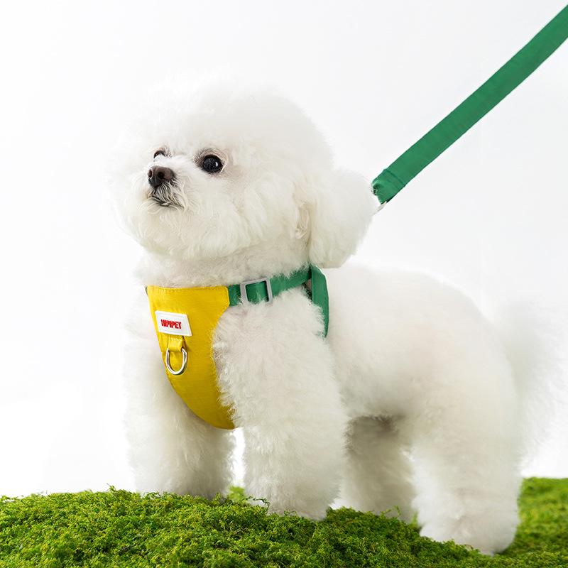 犬用ハーネス 小型犬 中型犬 ドッグウェア ベスト オックスフォード生地 ロックイエロー ティアングリーン 脱げにくい 散歩用リード