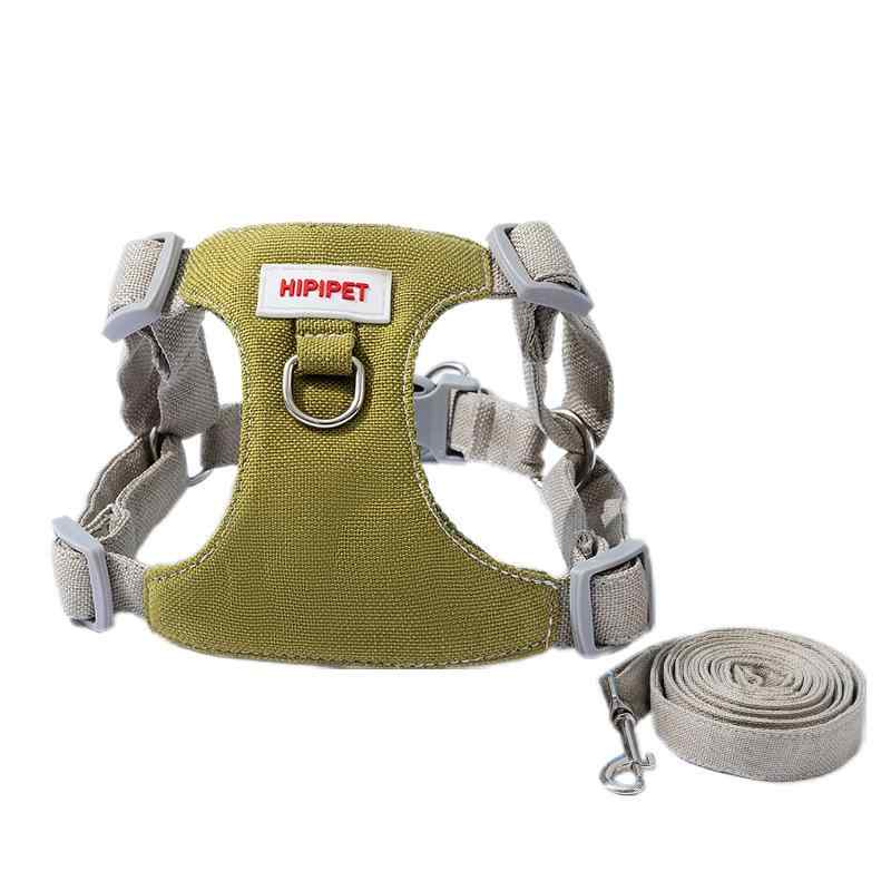 犬用ハーネス 小型犬用 調節可能 ベスト型 ドッグウェア 胴輪 リード カラフル オックスフォード布 散歩 牽引 ティアングリーン ロックイエロー