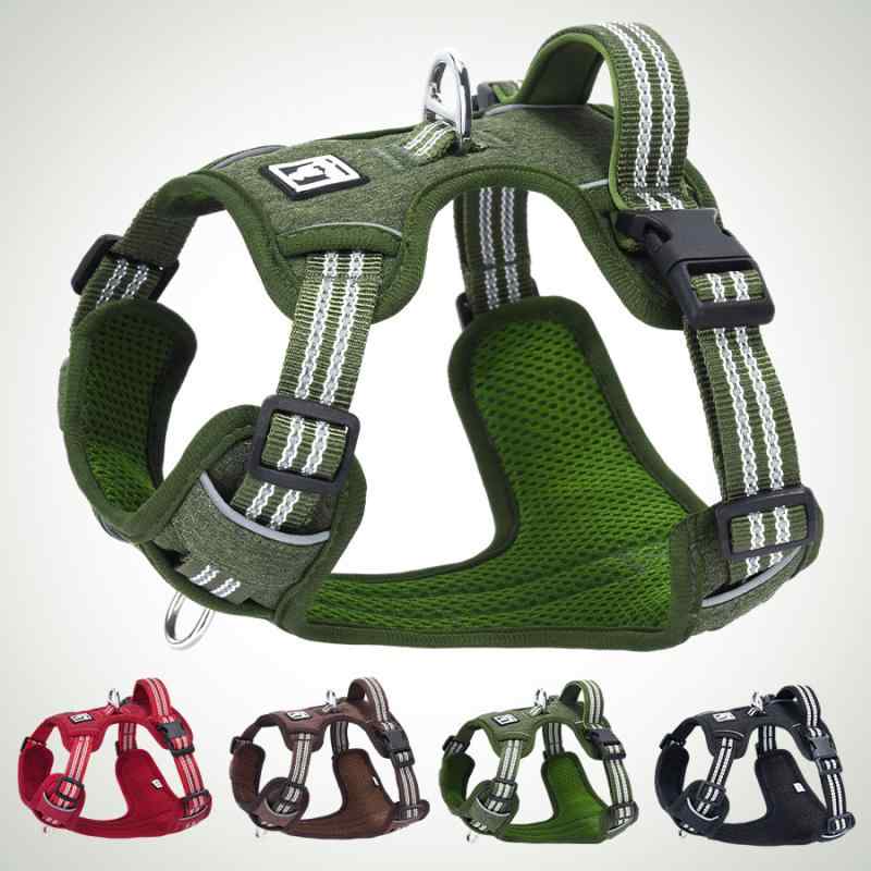 犬具 ハーネス リード 小型犬 中型犬 大型犬 胴輪 ベスト 牽引ロープ ポリエステル 通気性 メッシュ 赤..