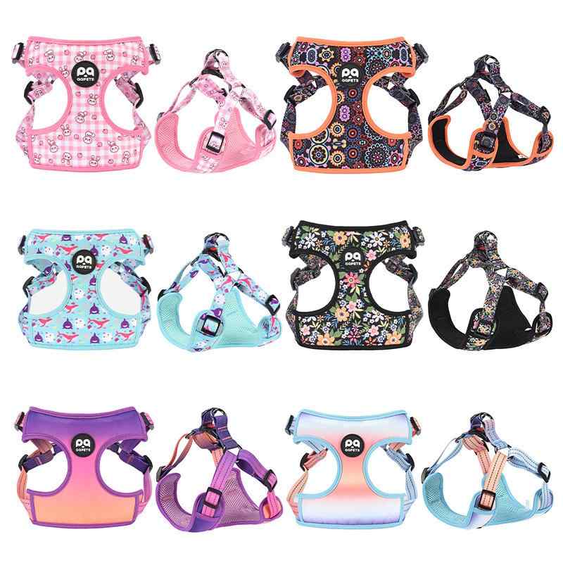 犬用ハーネス 犬用胴輪 反射材付き ポリエステル 中型犬 大型犬 浅天ブルー グラデーションカラー XS S M L(x2)