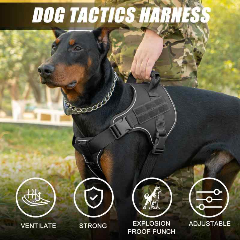 ハーネス 中大型犬用 ペット用 牽引ロープ 犬用 訓練 905 黒 軍緑 迷彩 カーキ S M L XL 布製