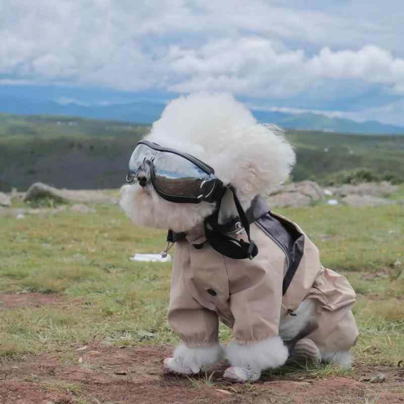 レインコート 小型犬/中型犬/大型犬 犬服 防水 防汚 四脚 秋冬 撥水加工 お散歩 柴犬/プードルなど カーキ