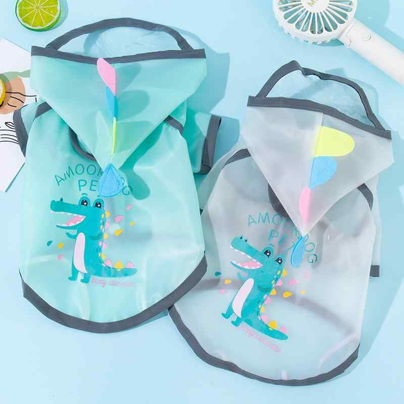 犬用レインコート 春夏 猫用 小犬 磨砂 透明 かわいい ペット 服 ドッグウェア テディ ポメラニアン プリント 緑(x30)