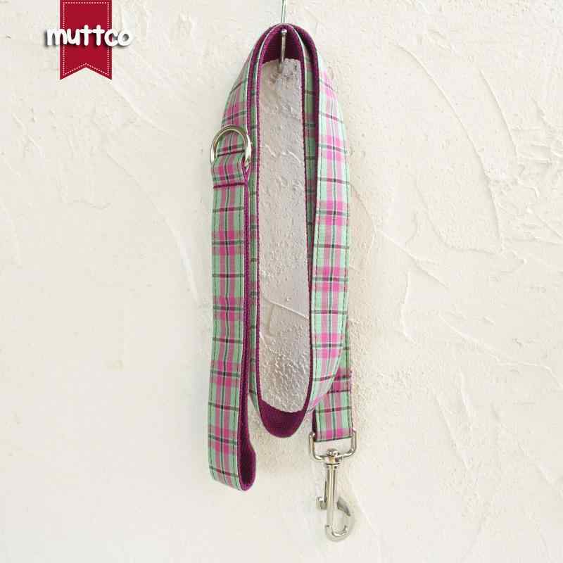 犬用リード 加厚 格子柄 ペット用リード 中型犬 大型犬 牽引ロープ ミントパープル ポリエステル