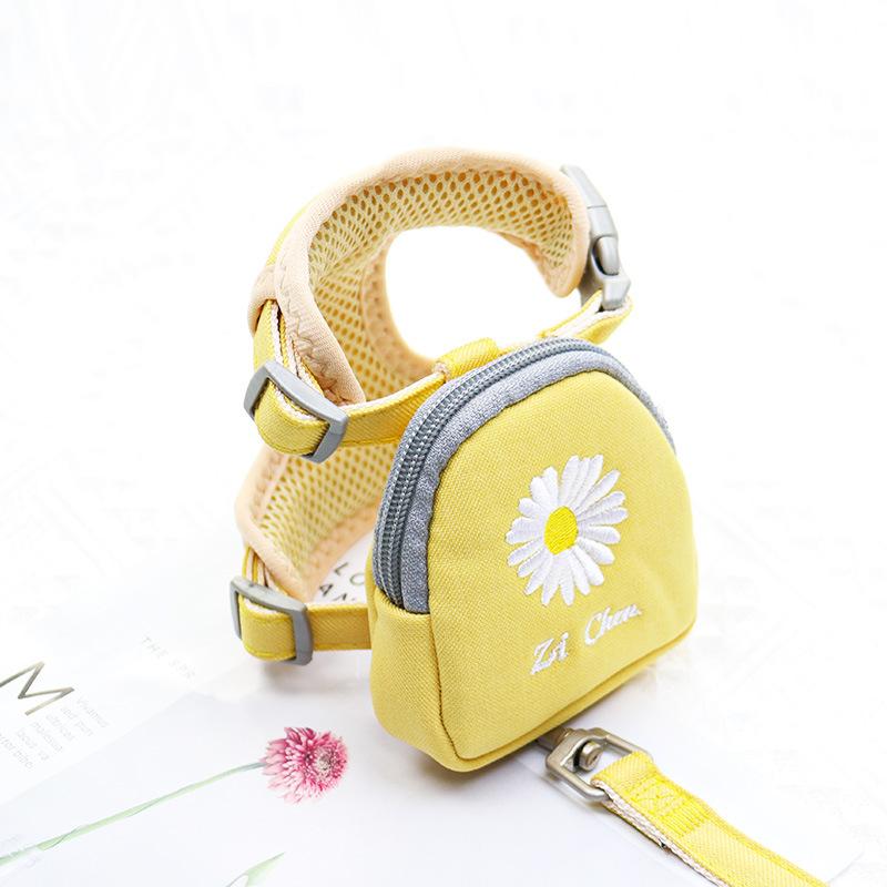 犬 牽引ロープ 刺繍 菊花 ペット用品 ハーネス 小型犬 中型犬 散歩用リード ポリエステル ブルー イエロー ピンク グレー ブラウン(x2)