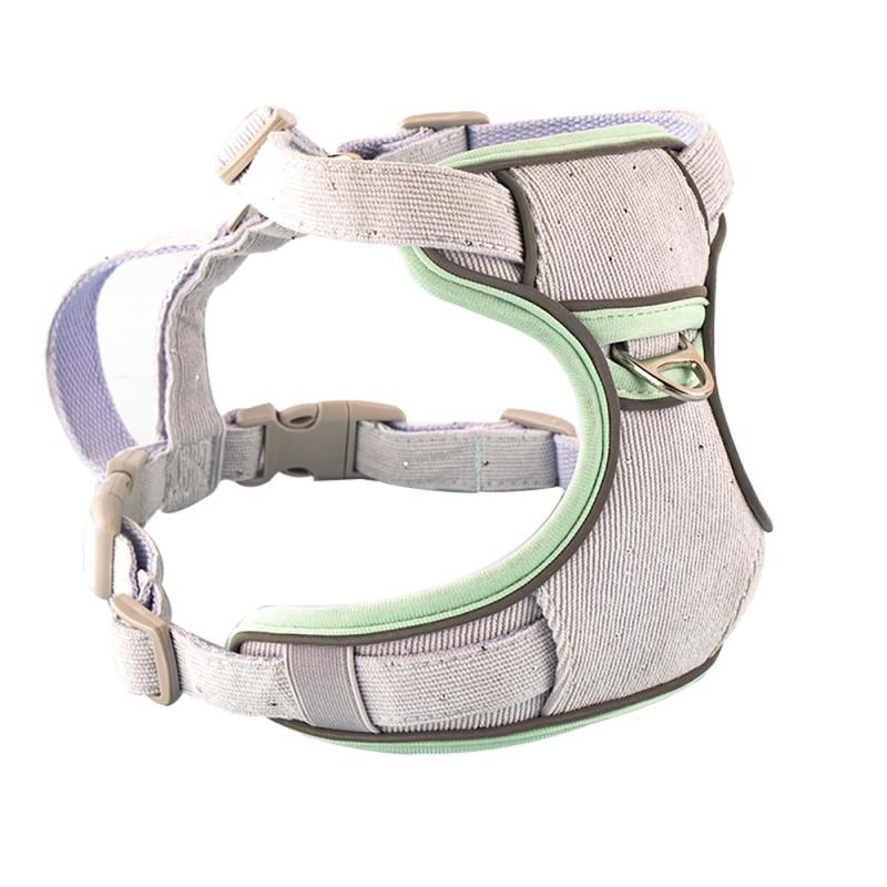 ハーネス 犬用 ペット用品 ストライプ 伸縮リード 一体型 ピンク グリーン グレー ポリエステル 南米 北米 小型犬 中型犬(x2)