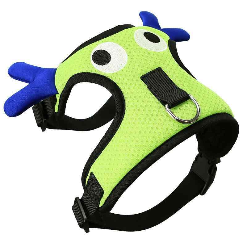 犬用ハーネス リード 小型犬 幼犬 子犬 テディ ビション ポメラニアン ドッグ 散歩用 布製 グリーン S M L(x2)