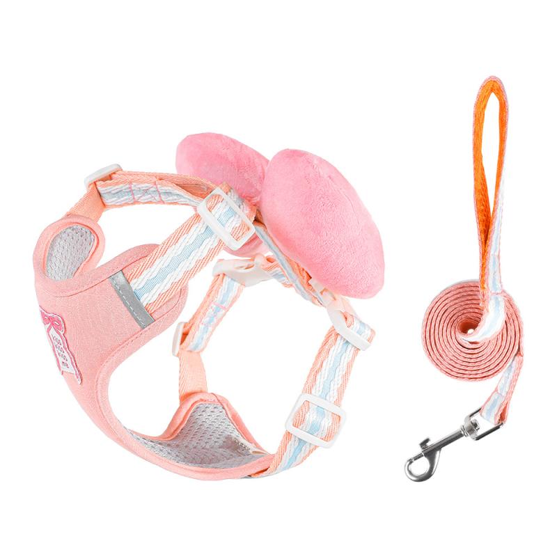 ハーネス 小型犬 テディ ベスト メッシュ 散歩 紐 リード ドッグ おしゃれ かわいい ピンク イエロー ブルー