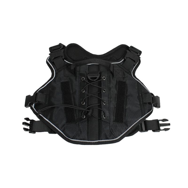 犬用胸当て ハーネス 牽引ロープ 通気性 ベスト 胴輪 ミリタリー 軍用犬 トレーニング 散歩 ブラック ..