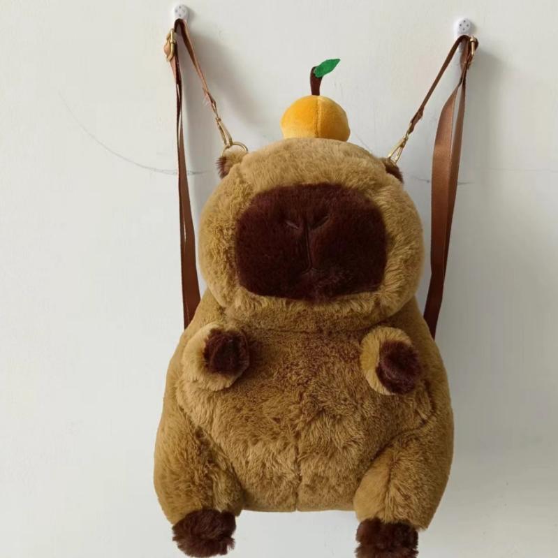 リュックサック キッズ かわいい カピバラ ぬいぐるみ アニマル ポシェット 女の子 斜めがけ バッグ 通..